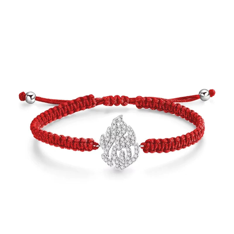 MUXIFC All Moissanite Bracelets Braided-rope Adjustable Hand Chain For Women Men 925 Silver Fashion Flame Bracelet GRA Jewelry