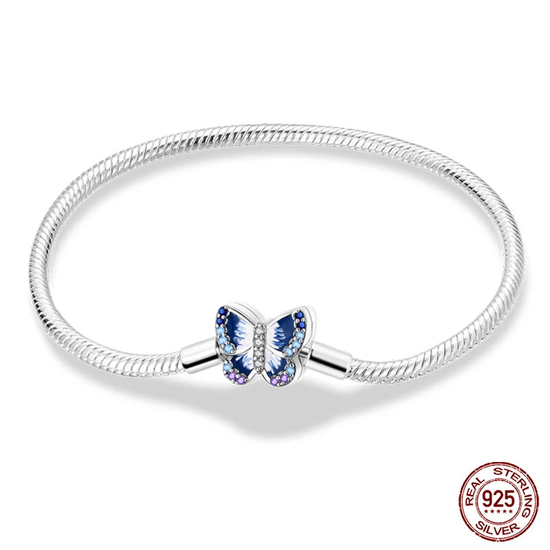 Bracelet Silver 925 Original Star Moon Sun Four Leaf Clover Green Zircon Bracelets Jewellery.