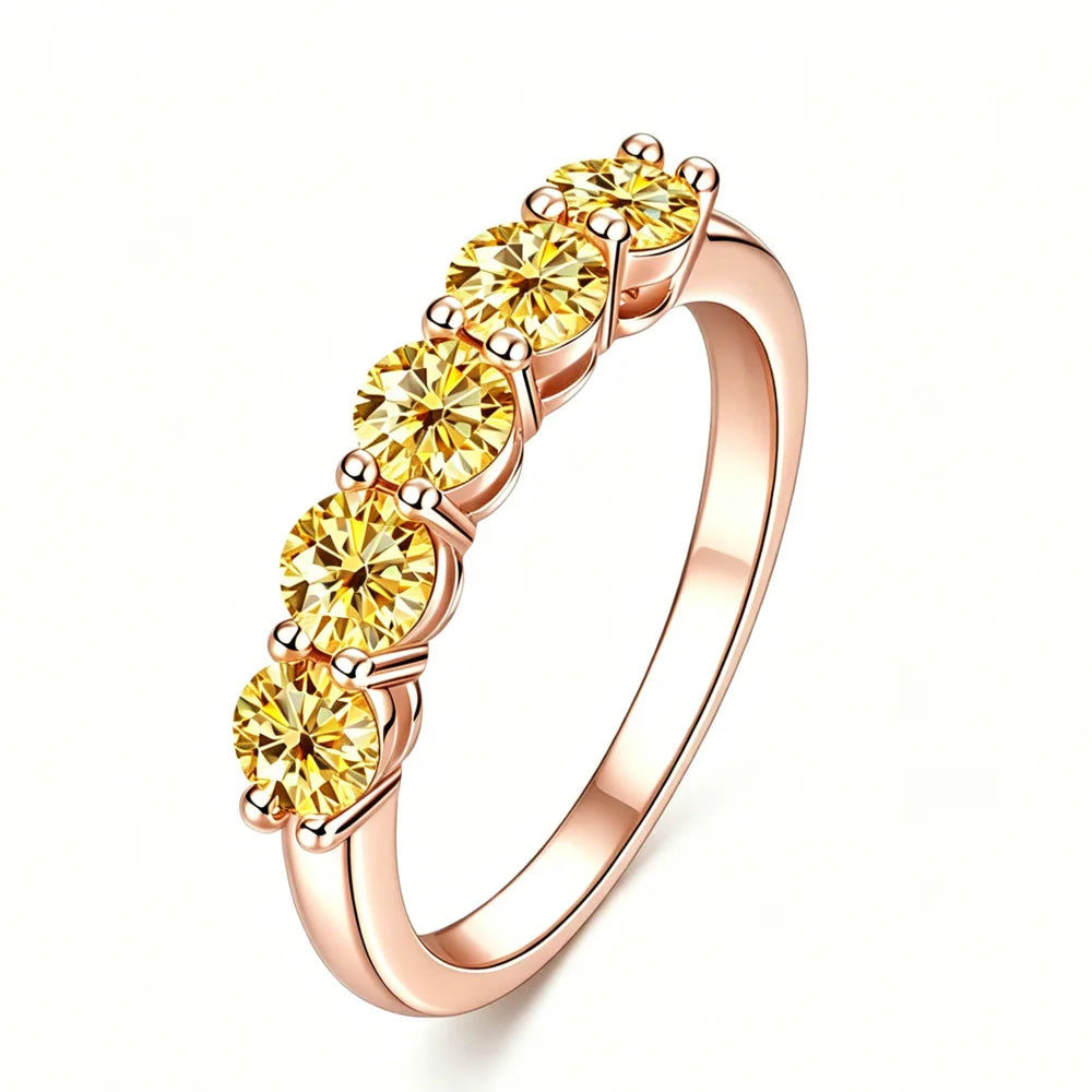 925 Sterling Silver Half Eternity Ring Round Cut D VVS1 Multi Color Moissanite Stackable Fine Jewellery.
