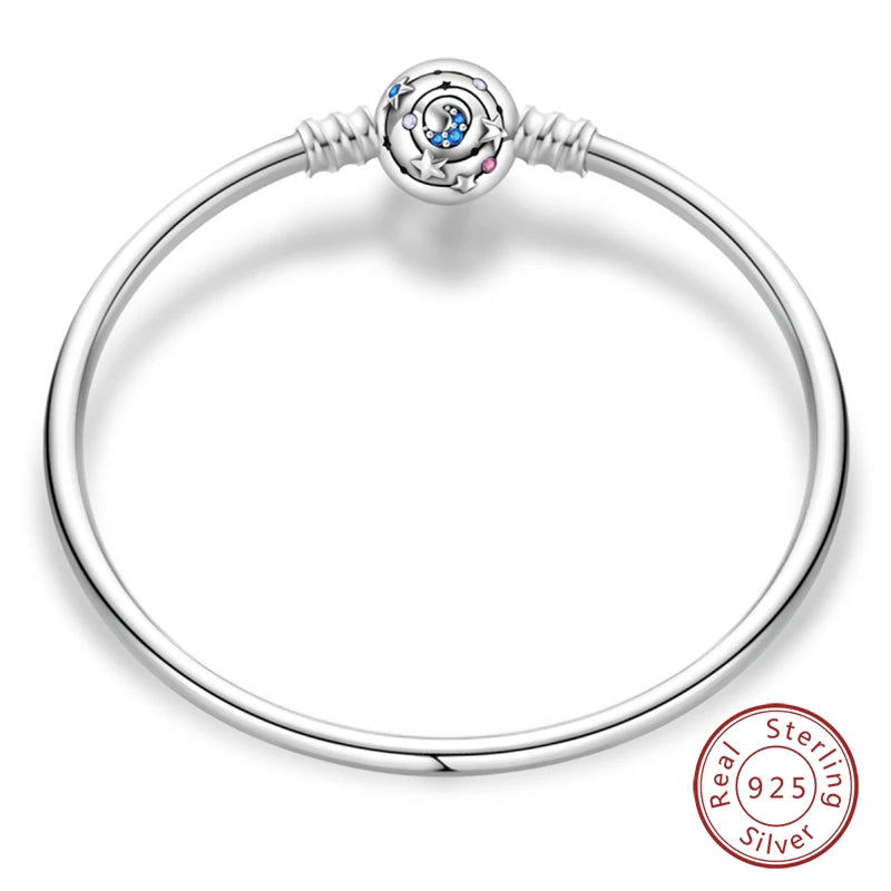 Bracelet Silver 925 Original Star Moon Sun Four Leaf Clover Green Zircon Bracelets Jewellery.
