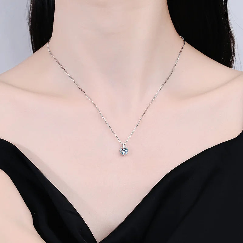 2CT 1CT D Color Real Moissanite Pendant Necklace S925 Silver Chain 14K Yellow Plated Necklaces Jewellery.