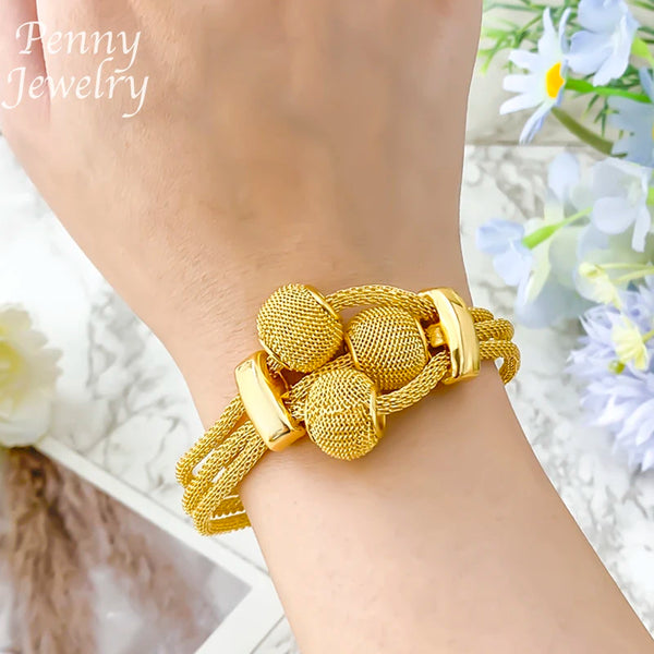 Daily Wear Exquisite Jewelry Set for Women Necklace Earrings Bracelet Dubai Gold Plated Jewellery for Banquet Party Wedding Gift Alternate View