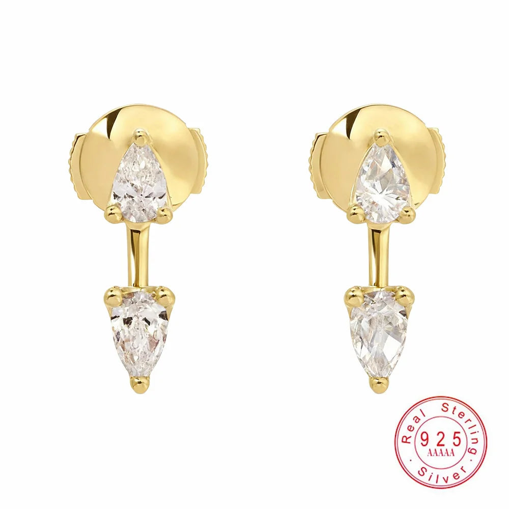 1CT D Color Moissanite Teardrop Earrings - 925 Sterling Silver Plated 18K Gold Drop Earrings Luxury Jewelry