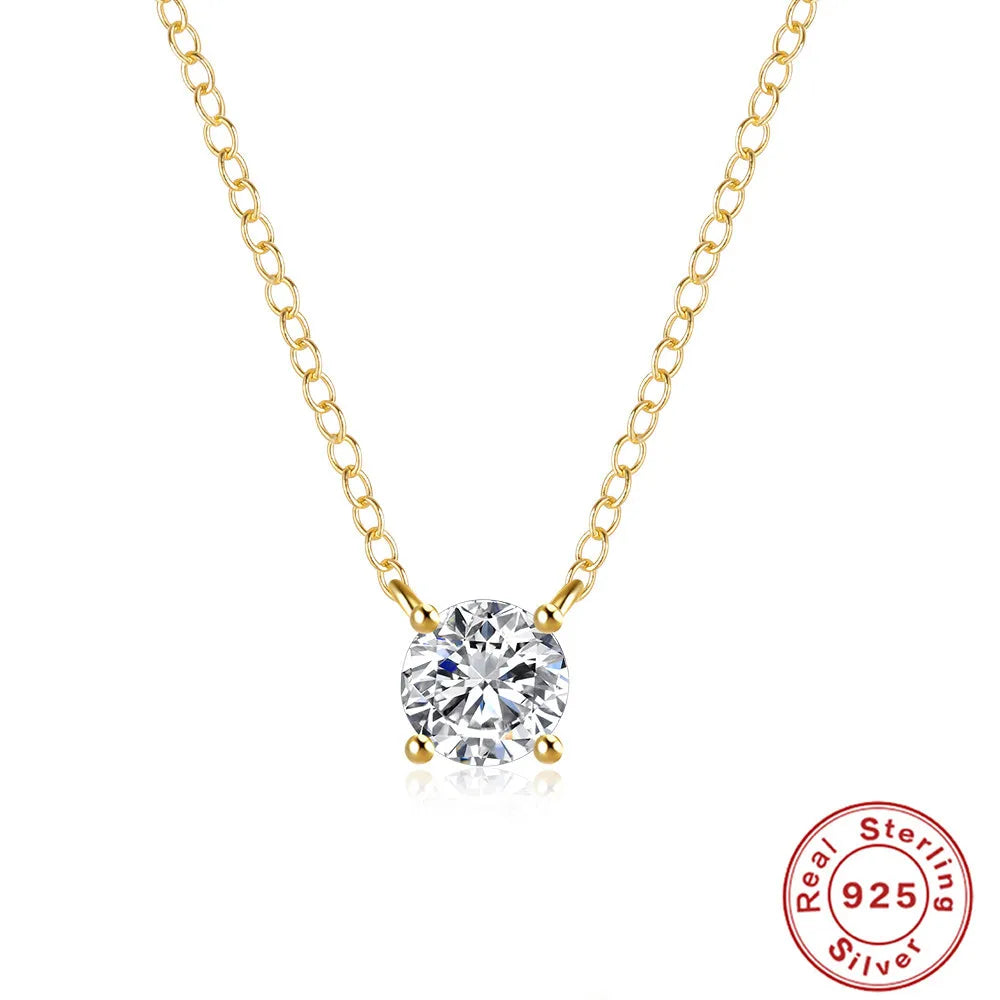 Mini 5mm/4mm D Moissanite Real 925 Sterling Silver Pendant Necklace Clavicle.