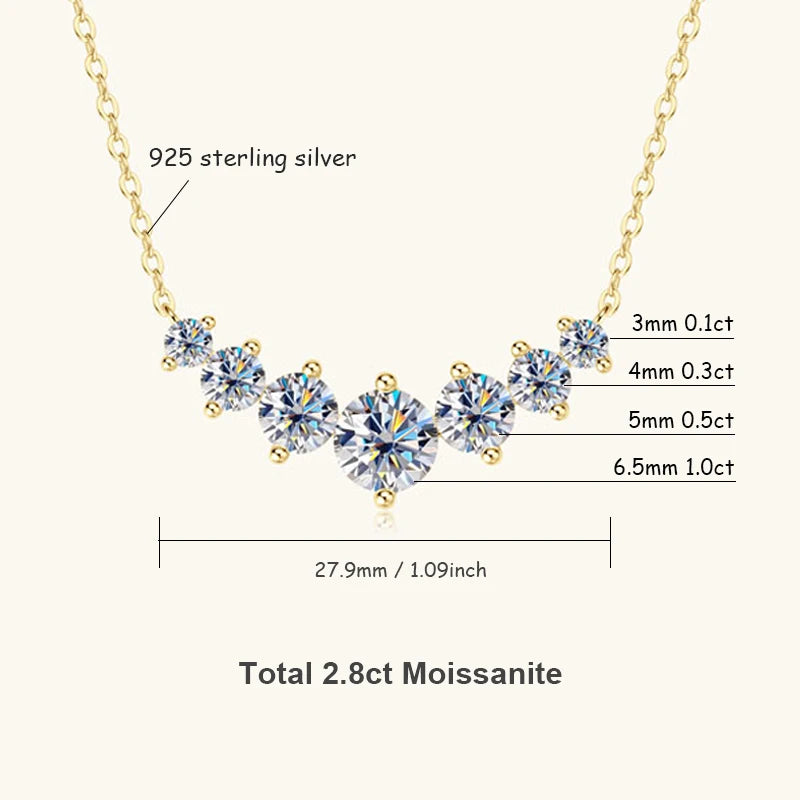 Moissanite Necklace D VVS1, D Color Sparkling Lab Diamond Luxury Necklaces 925 Sterling Silver with Certified.