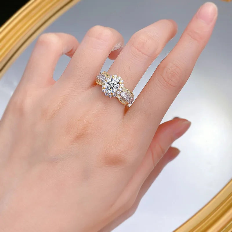 100% Real Oval Moissanite Ring with Certificate Passed Diamond Test Ring Jewellery S925 Silver.