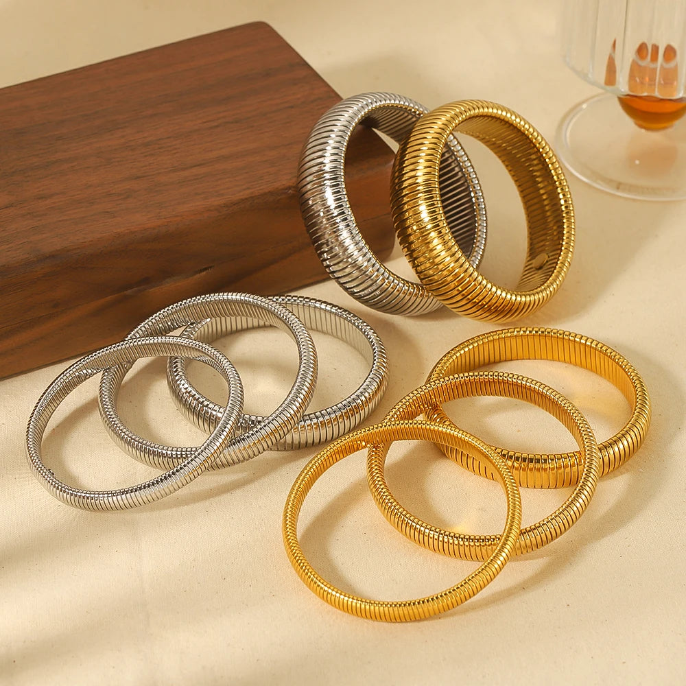 Fashion 18K Gold Plated Stainless Steel Elastic Bracelet Jewellery.