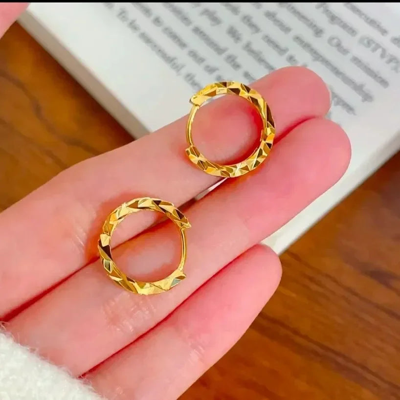 Pure Gold real gold Women's sparkling earrings niche light luxury earrings .