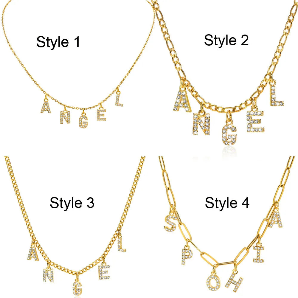 Personalized Initial Name Necklace Stainless Steel Alphabet Letter Pendant ,Initial Collar Statement Gift.