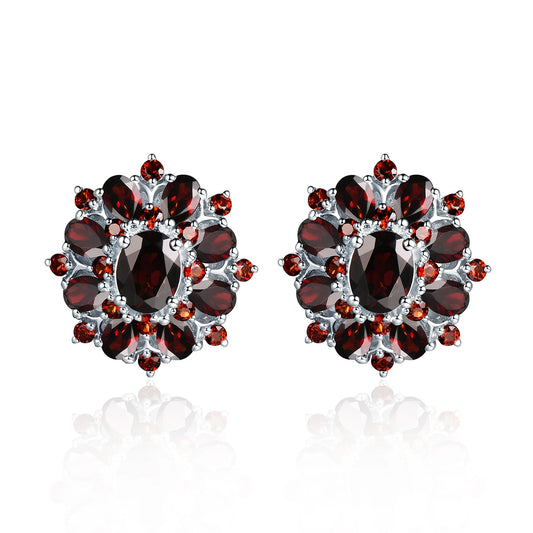 15 Carats Garnet Silver Earrings Natural Gemstone 925 Sterling Silver Fine Jewelry.
