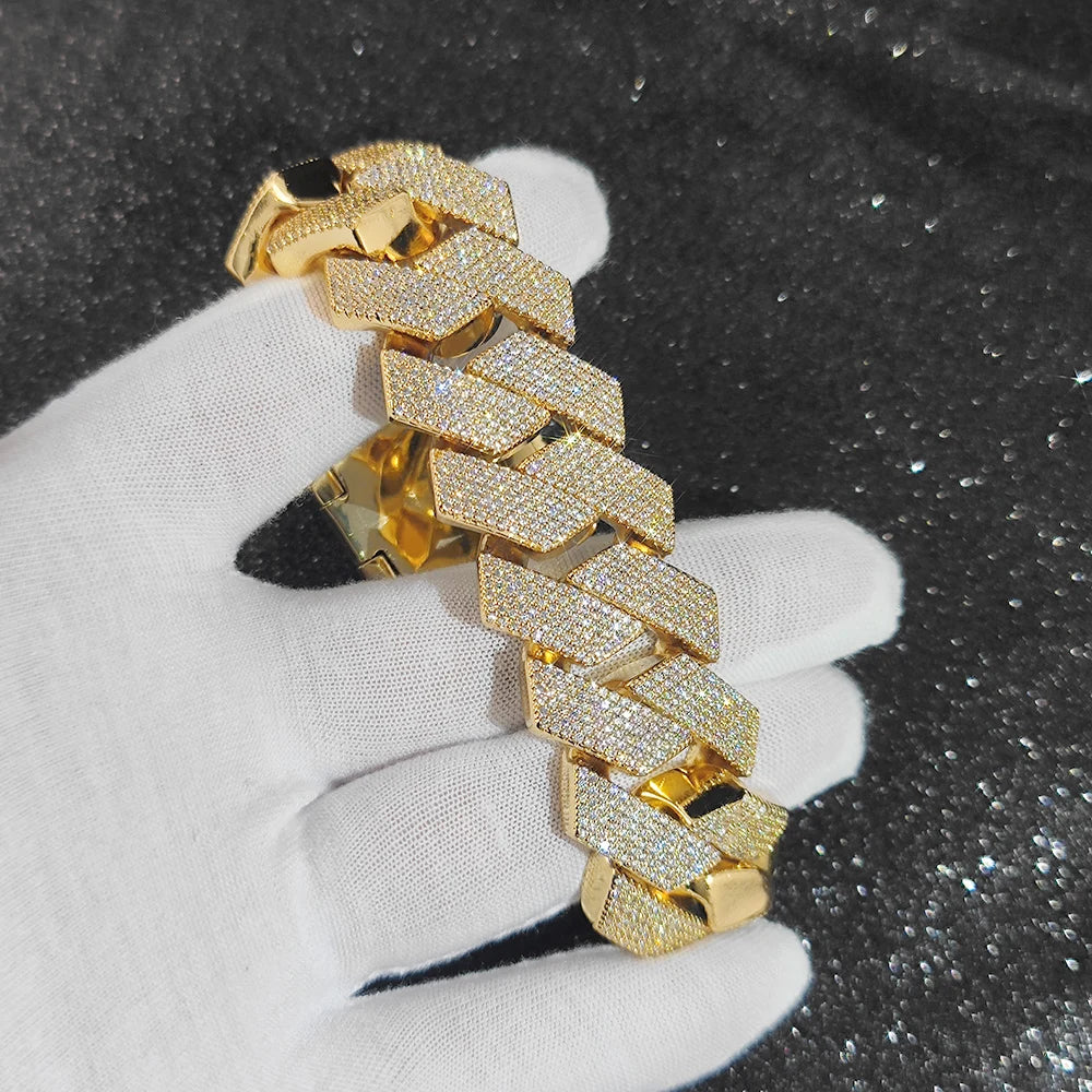 Hip Hop Jewelry Men Iced Out Chains Big Heavy 25mm Six Rows Cz Stone Cuban Link Chain High Quality Bling Necklace 