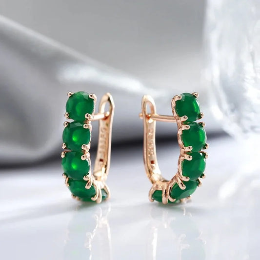 14K Ring Natural Emerald with Diamond Jewelry Gemstone earrings.