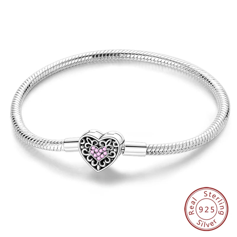 Bracelet Silver 925 Original Star Moon Sun Four Leaf Clover Green Zircon Bracelets Jewellery.