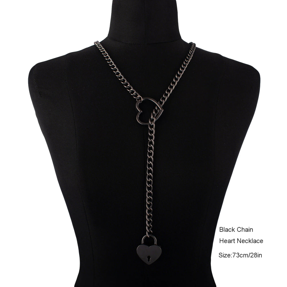 Heart Lock Slip Chain Necklace Love Chains Padlock Necklace.