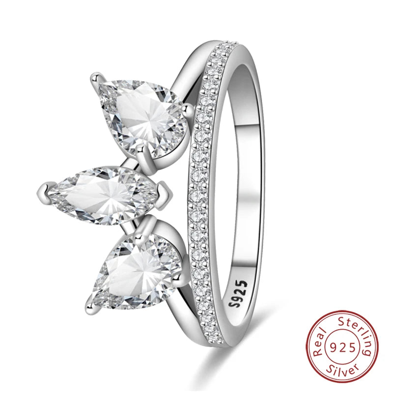 Original 925 Sterling Silver Minimalist Ring Sparkling Cubic Zirconia Ring Jewelry.