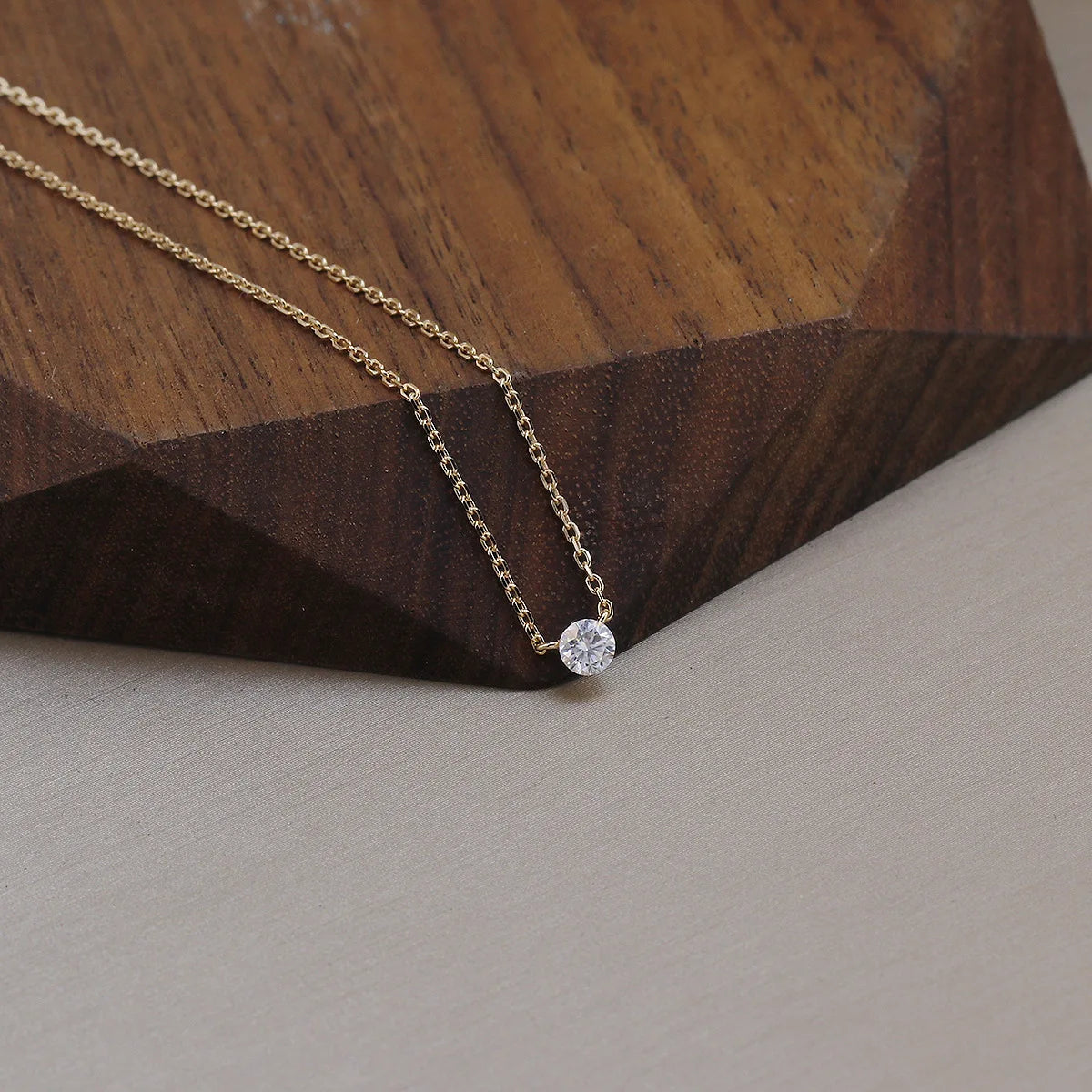 Mini 5mm/4mm D Moissanite Real 925 Sterling Silver Pendant Necklace Clavicle.