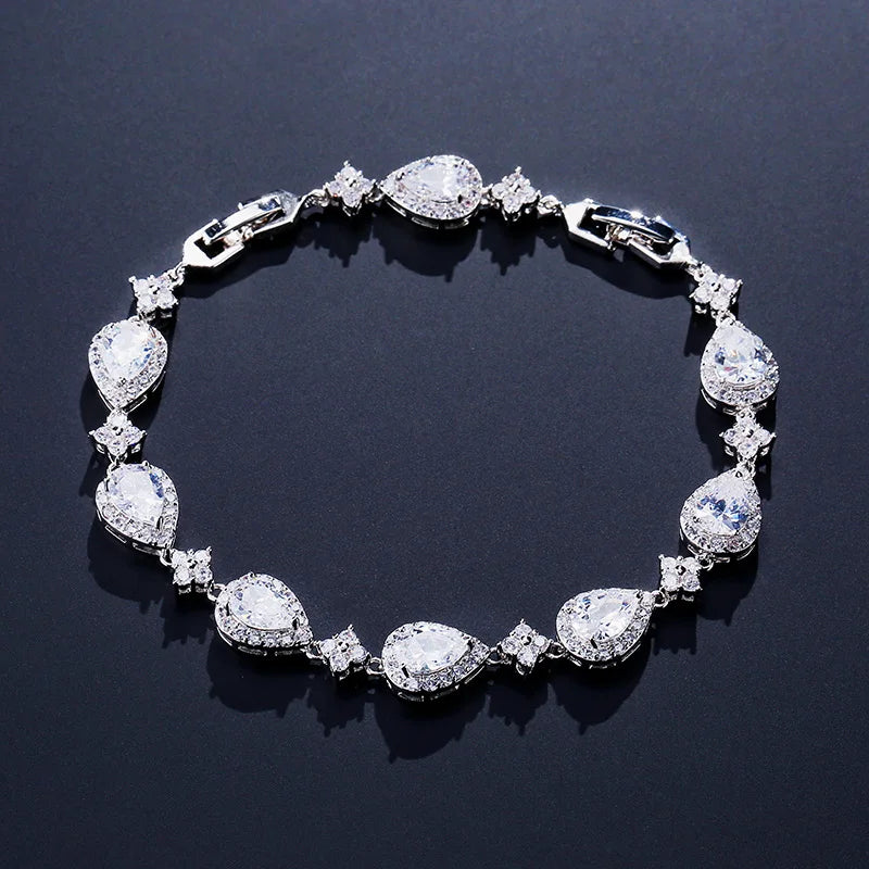Classic Geometric Water Drop CZ Bracelet Gorgeous Zircon Jewellery.
