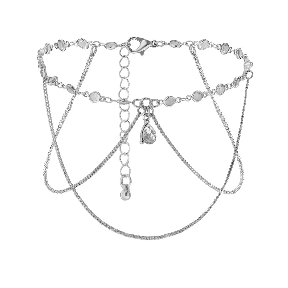 Arm Bracelet Adjustable Crystal Chain Arm Bangle Beach Fashion Pulseiras Bijoux Lover Bracelet Hip Hop Bangles For Women B070