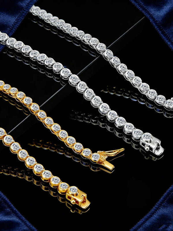 14K Gold Trendy 3mm Lab Diamond Necklace Jewellery Gift. Alternate View