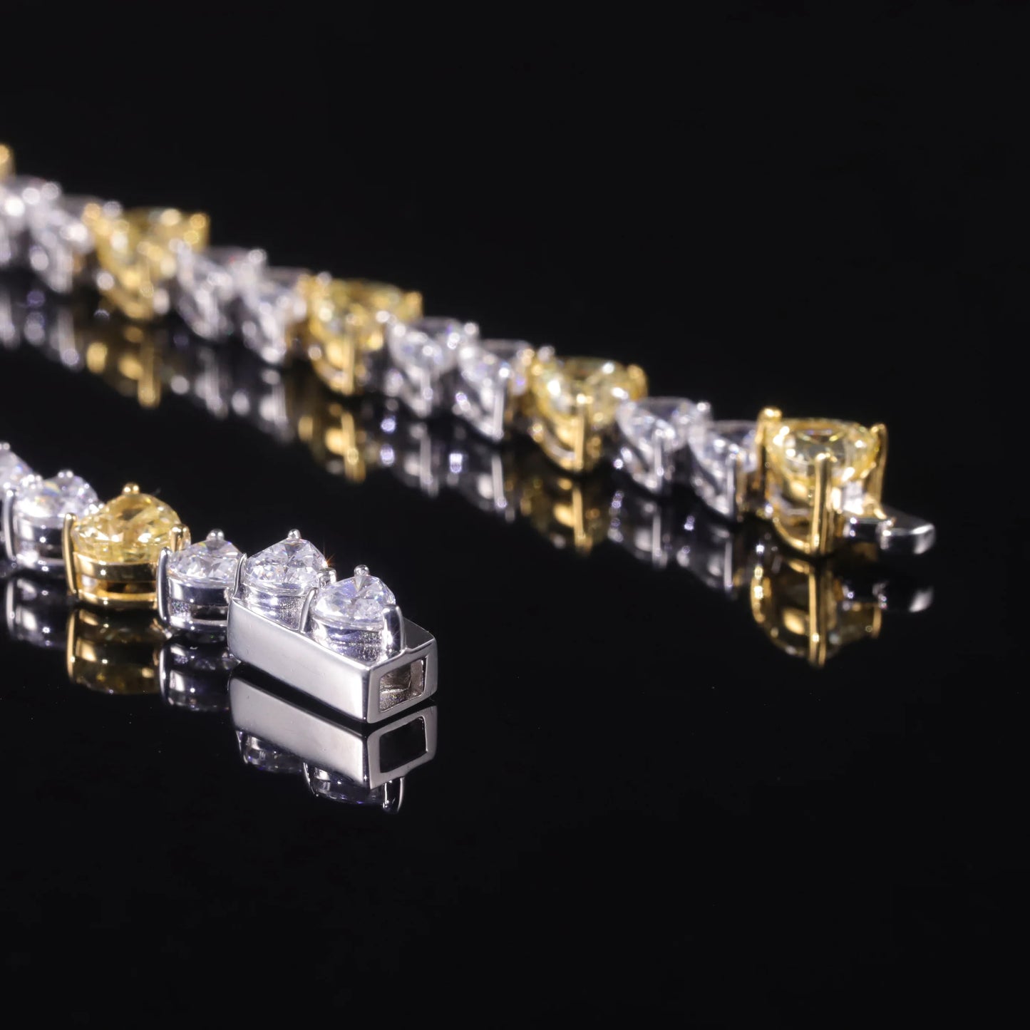 GEM'S BALLET Art Deco Diamond-fire CZ- Fancy Light Yellow Tennis Bracelet