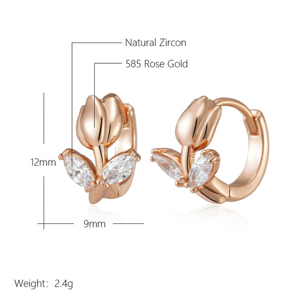 585 Rose Gold Color Drop Earrings Shiny Natural Zircon Accessories. Alternate View