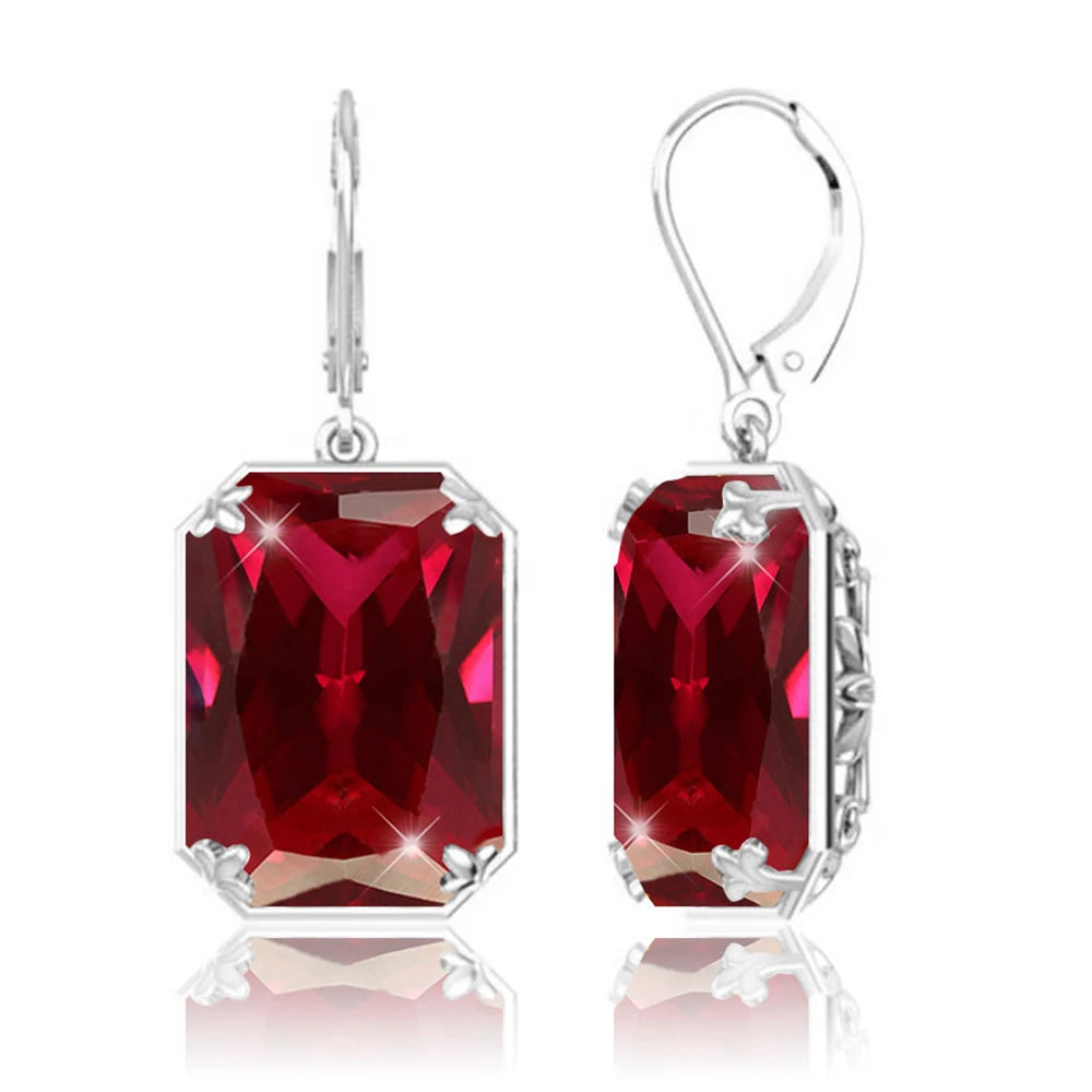 925 Sterling Silver Earrings, Vintage Ruby Gemstone Back Drop Earring Handmade Designer Jewellery.