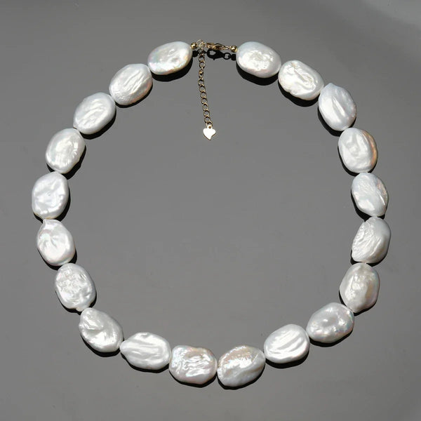 100% Natural Freshwater Bright White Irregular Square Pearl Necklace S925 Pure Silver. Alternate View