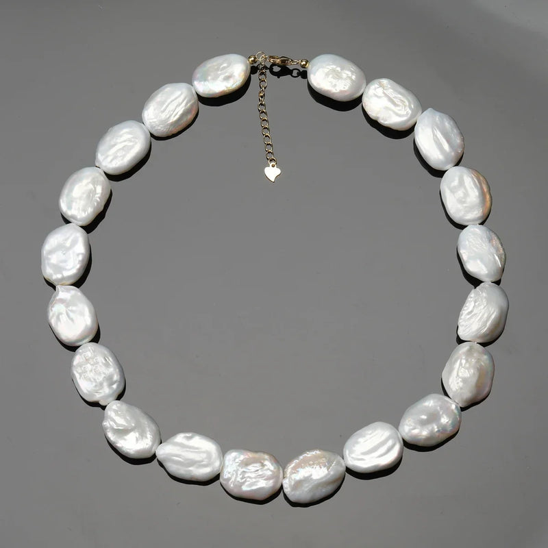100% Natural Freshwater Bright White Irregular Square Pearl Necklace S925 Pure Silver.