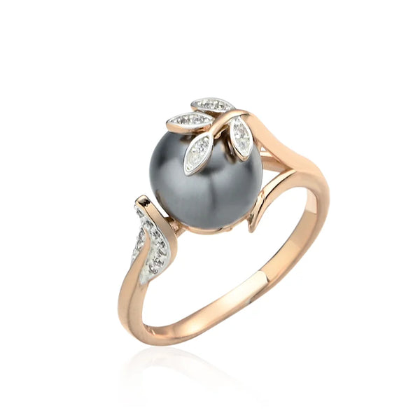 Pearl Women's Ring 585 Rose Gold Color Luxury Wedding Zircon jewellery. Alternate View