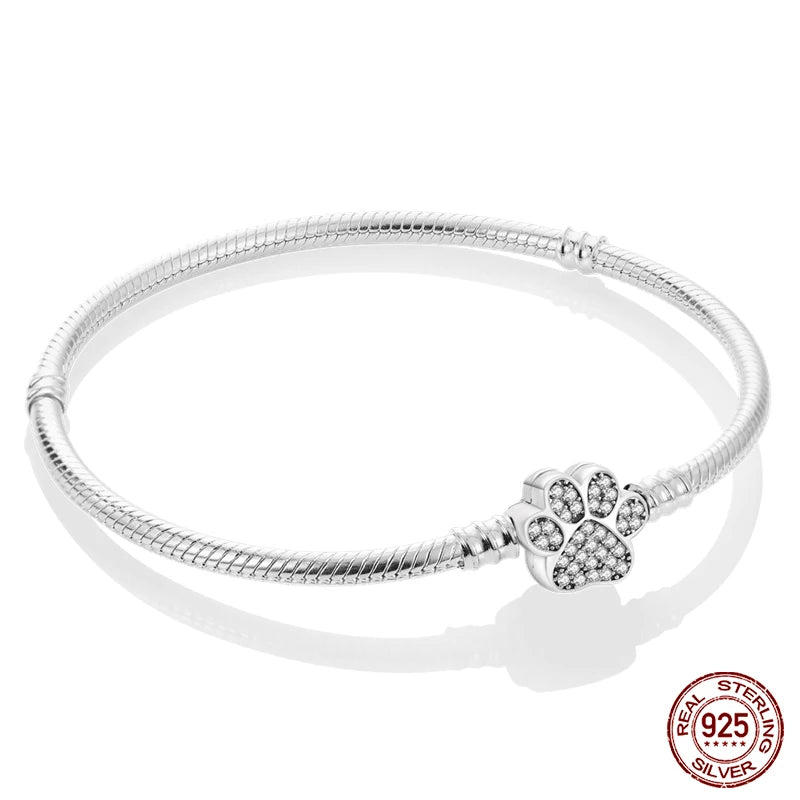 Bracelet Silver 925 Original Star Moon Sun Four Leaf Clover Green Zircon Bracelets Jewellery.