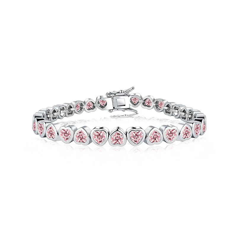 14K Gold Trendy Heart 4mm Lab Diamond Bangle Bracelet Jewellery Gift.