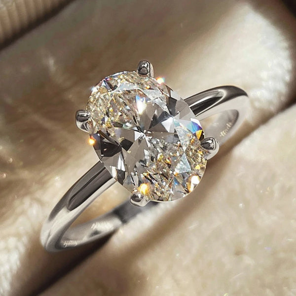 925 Sterling Silver 1-8CT Zircon Gorgeous Shiny Oval Stone Luxury High Quality Ring. Alternate View