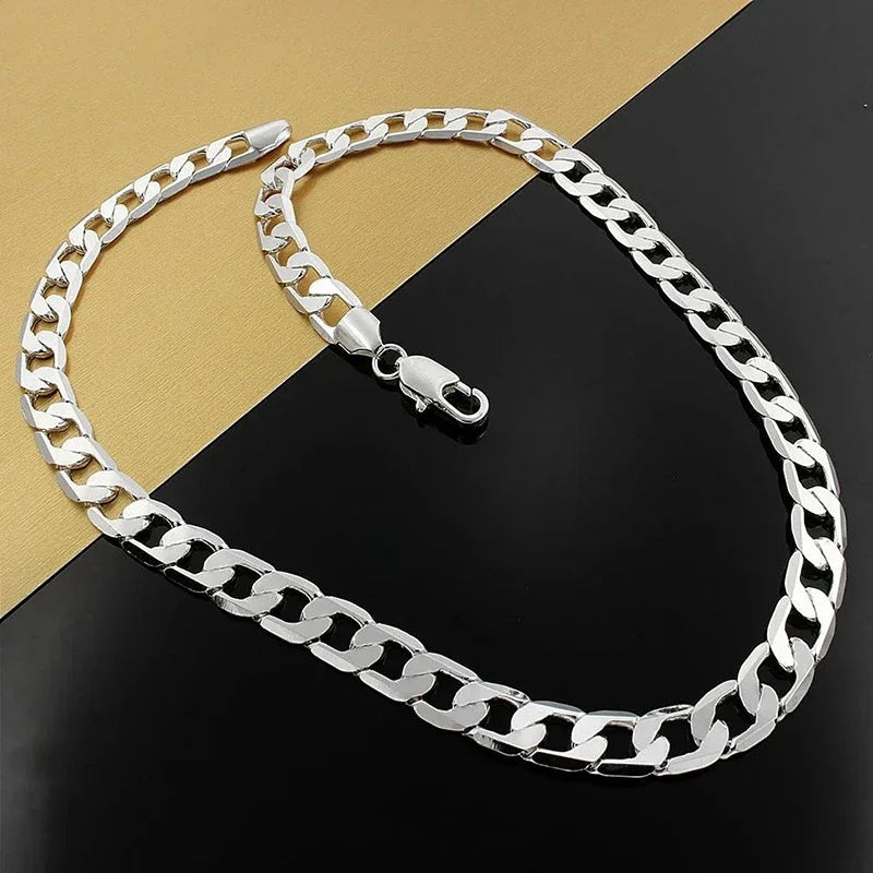 925 Sterling Silver Necklace, Classic 6MM Chain Luxury Jewellery Gifts.