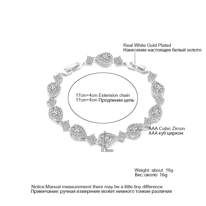 Classic Geometric Water Drop CZ Bracelet Gorgeous Zircon Jewellery.