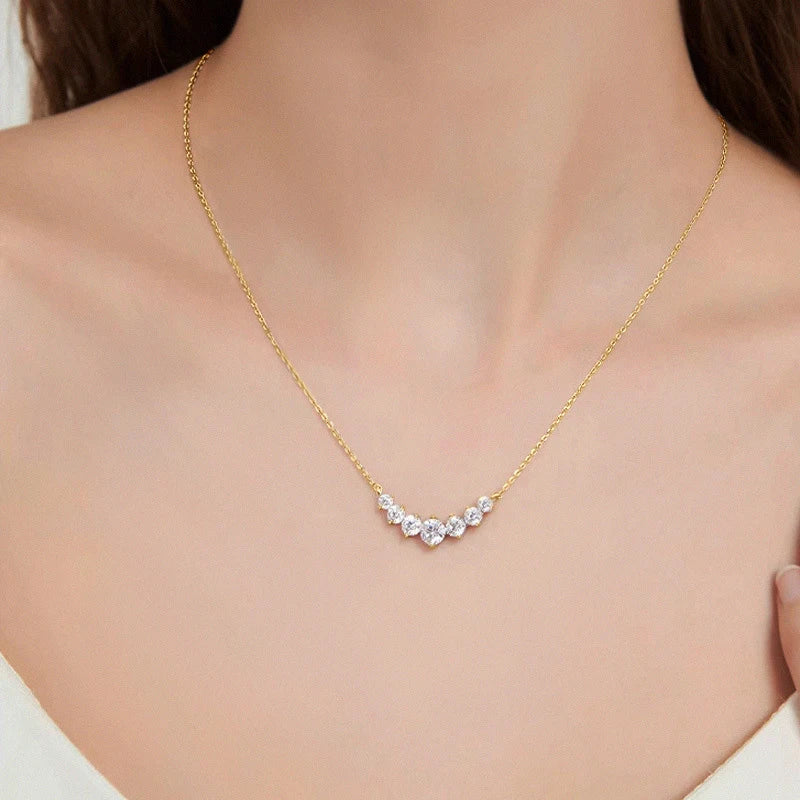 Moissanite Necklace D VVS1, D Color Sparkling Lab Diamond Luxury Necklaces 925 Sterling Silver with Certified.