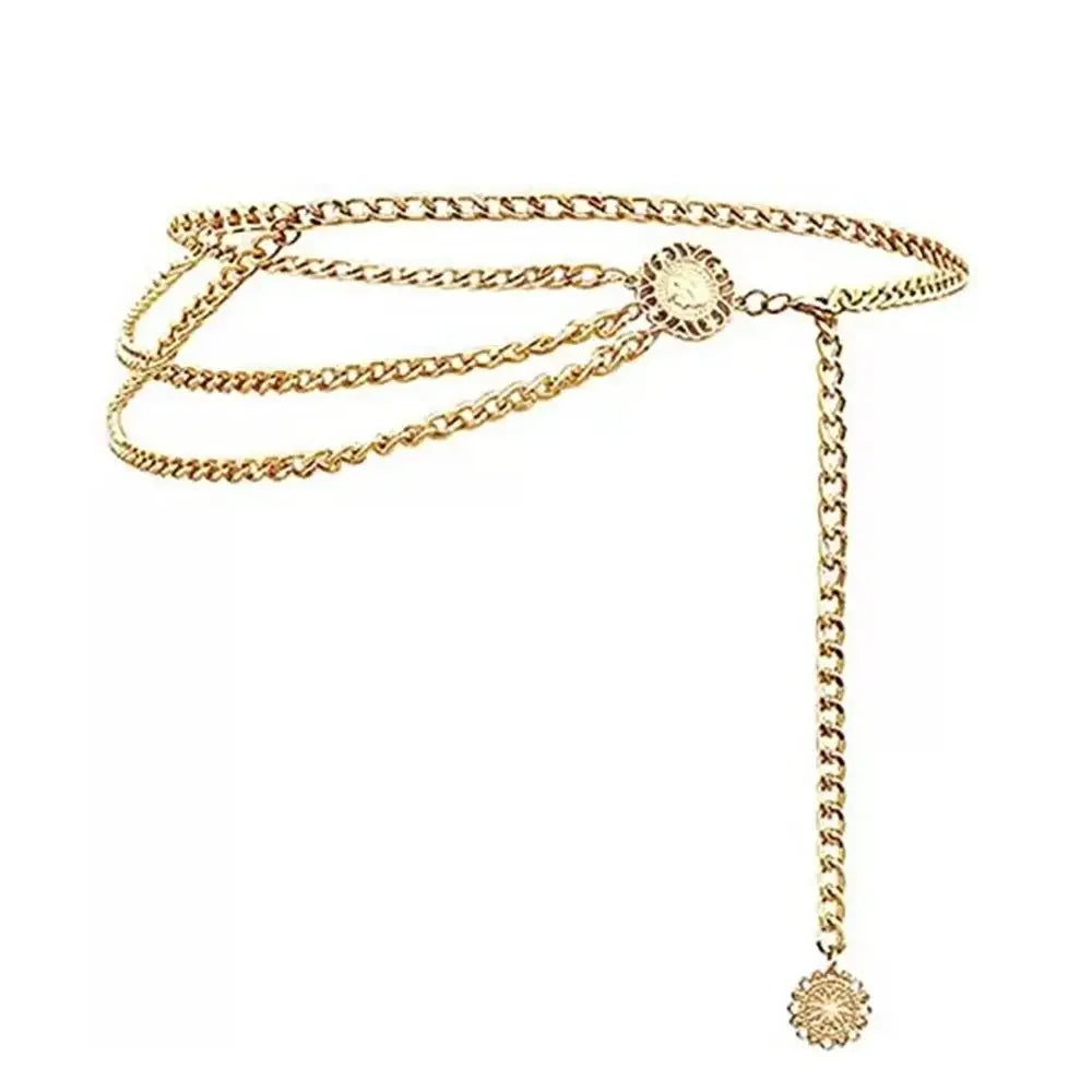 Antique Ethnic Style Waist Chain Adjustable Metal Chain Belt .