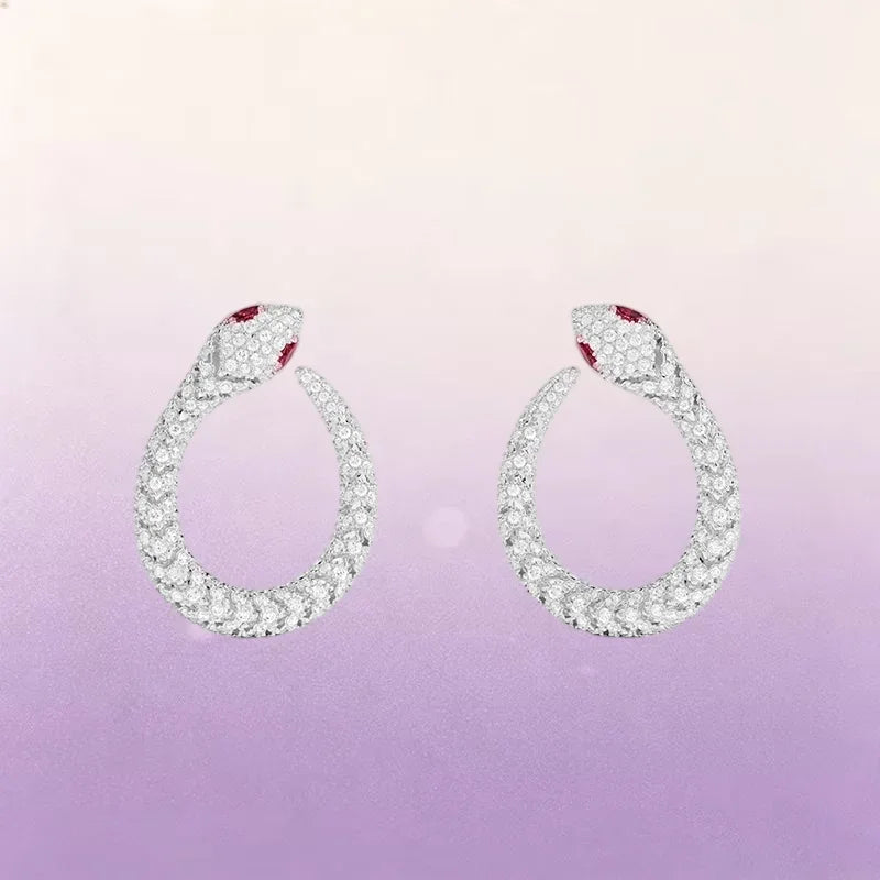 S925 Sterling Silver Hollow Mesh Snake Shape Ring Earrings Bracelet Necklace Luxury Fashion Jewellery.