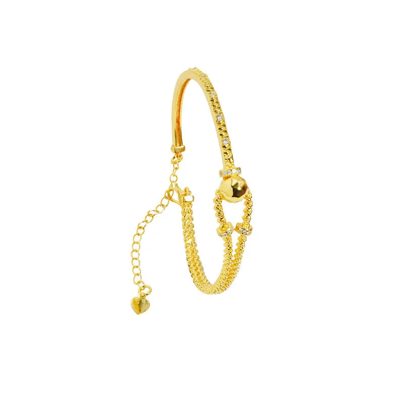 Gold bracelet light luxury diamond inlay line 24K real gold opening bracelet.