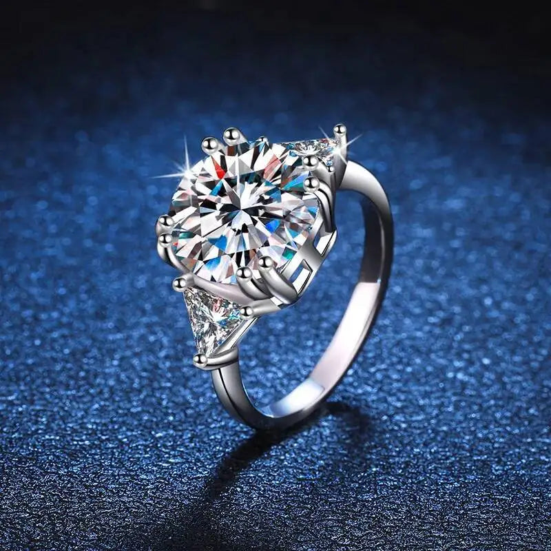 5.0 Carat Moissanite Ring Deluxe D Color VVS1 925 Sterling Silver Rings Jewellery.