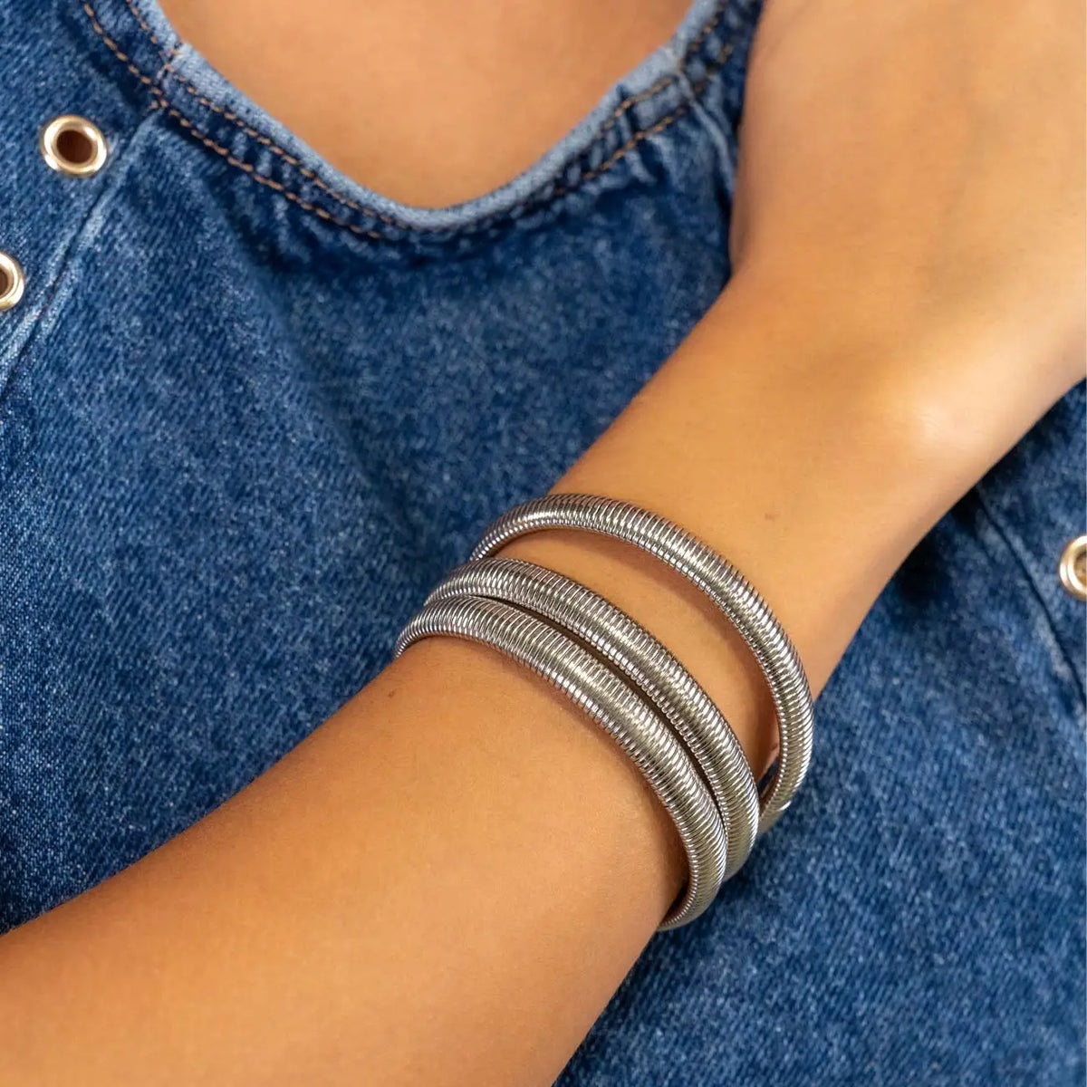 Fashion 18K Gold Plated Stainless Steel Elastic Bracelet Jewellery.