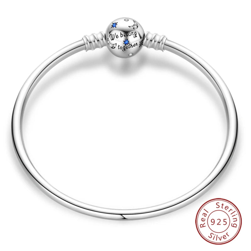 Bracelet Silver 925 Original Star Moon Sun Four Leaf Clover Green Zircon Bracelets Jewellery.