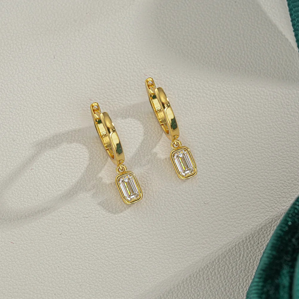 Luxury 100% Real 18k Gold Women's Drop Earrings Moissanite Diamond Earrings.