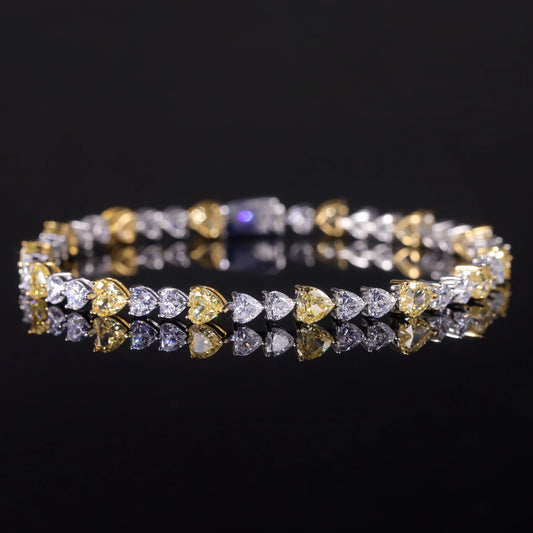 GEM'S BALLET Art Deco Diamond-fire CZ- Fancy Light Yellow Tennis Bracelet