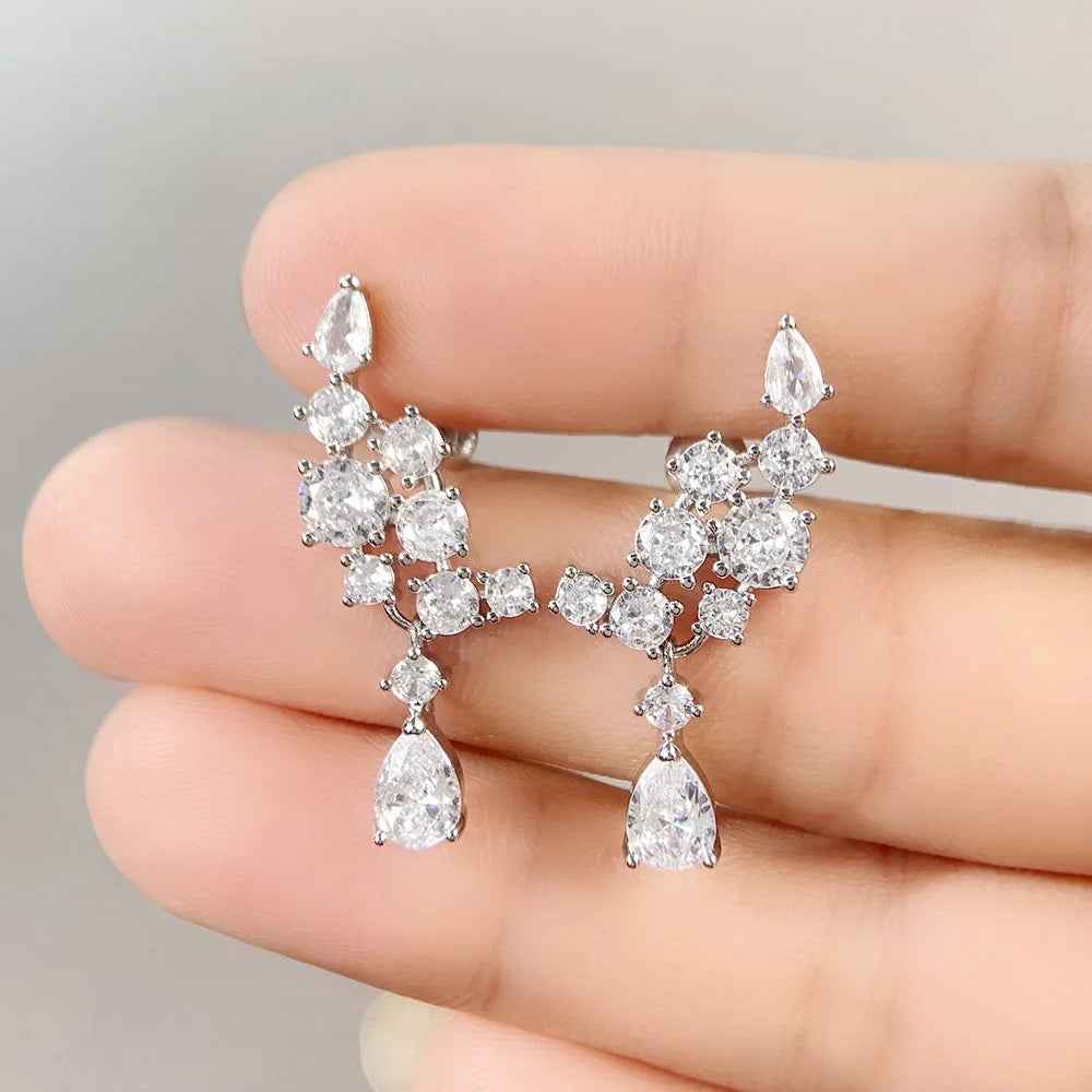 Graceful Luxury Pendant Earrings, Fashion Accessories with Dazzling Zirconia Jewellery.