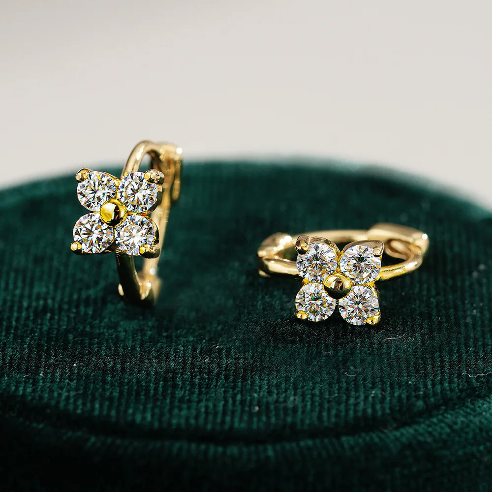 100% Real 18k Gold Stud Earrings Luxurious Classic Design 1ct Diamond Earrings Moissanite and GRA Certificate.