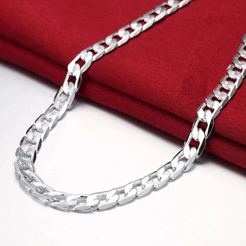 925 Sterling Silver Necklace, Classic 6MM Chain Luxury Jewellery Gifts.