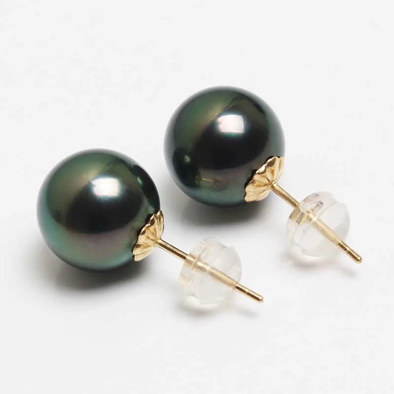Real Sea Water Pearl Earrings,18K Gold Stud Pearl Earrings perfect Gift.