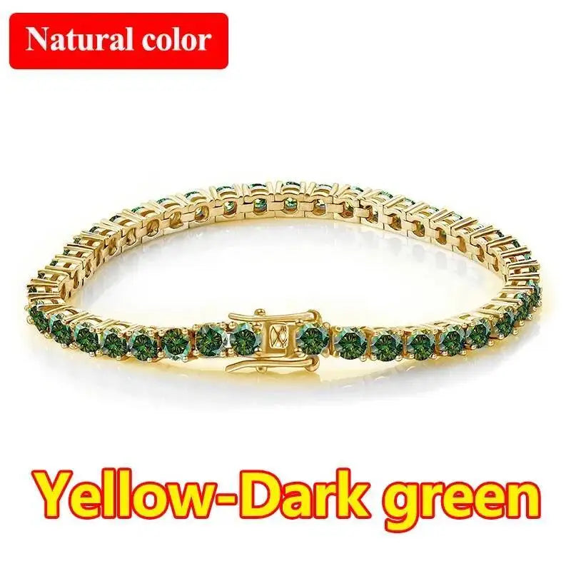 3mm Multicolor Full Moissanite Tennis Bracelet S925 Silver VVS1 Moissanite Bracelet 14-23cm.