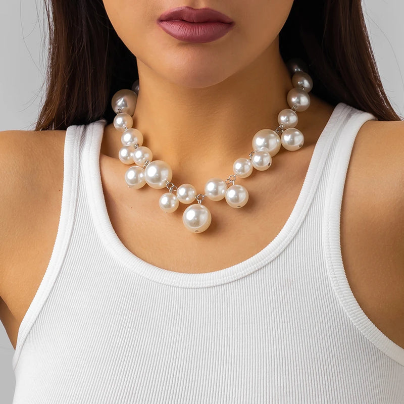Exaggerated Acrylic Big Ball Beads Necklace Clavicle Chain Jewellery.