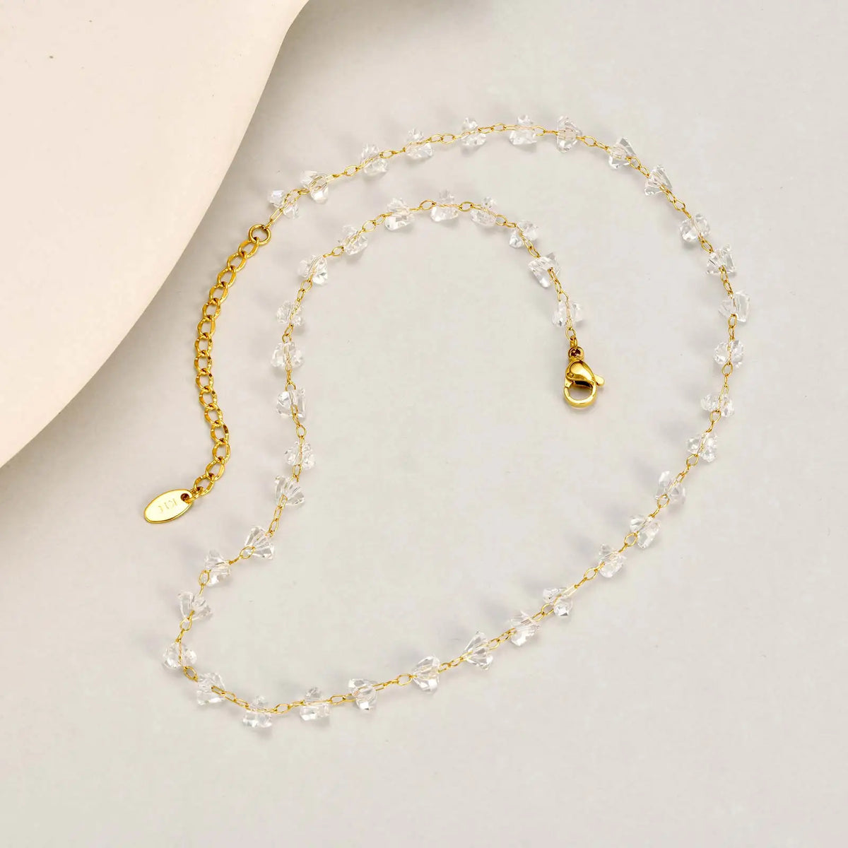 Irregular Transparent Crystal Bead Necklace for Women,Stainless Steel Bead Chain Necklaces,Exquisite Hand Jewelry Gift